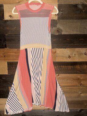 MAEVE Anthropologie Colorful Chevron Stripes Jersey Knit Midi Dress Women’s S